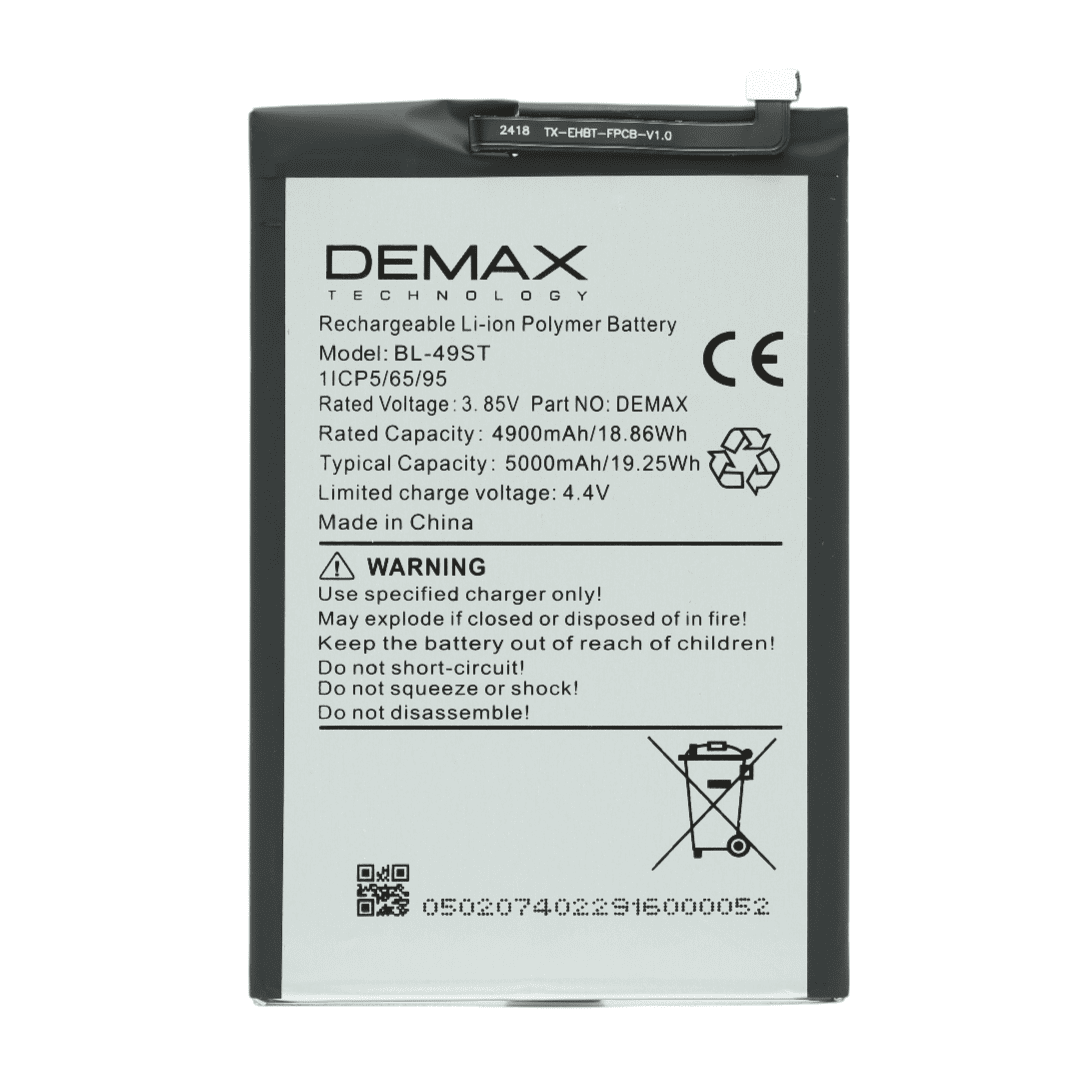 Demax Tecno Spark 10 Pro Güçlendirilmiş Batarya BL-49ST Demax Tecno Spark 10 Pro Güçlendirilmiş Batarya BL-49ST